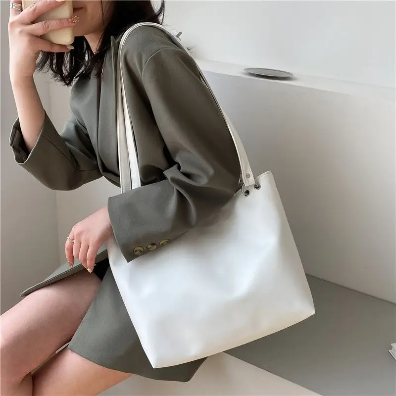 Shoulder Bags Women PU Leather Casual Large Capacity Tote  Underarm OL Office High Street Ins College Book  Fashion Chic