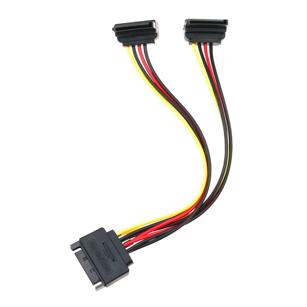 Cltgxdd 90 gradi SATA 15 Pin maschio a doppio 15 P femmina Y Splitter adattatore cavo di alimentazione cavo disco rigido per Computer di alta qualità