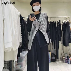 Vests Women Asymmetric All-match Double Breasted Chic Spring New Popular Design Outwear College Vintage Leisure Korean Fashion