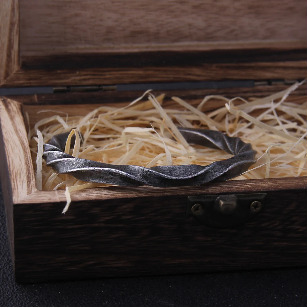 New Arrival Iron color Vikings Bangle with wooden box as gift