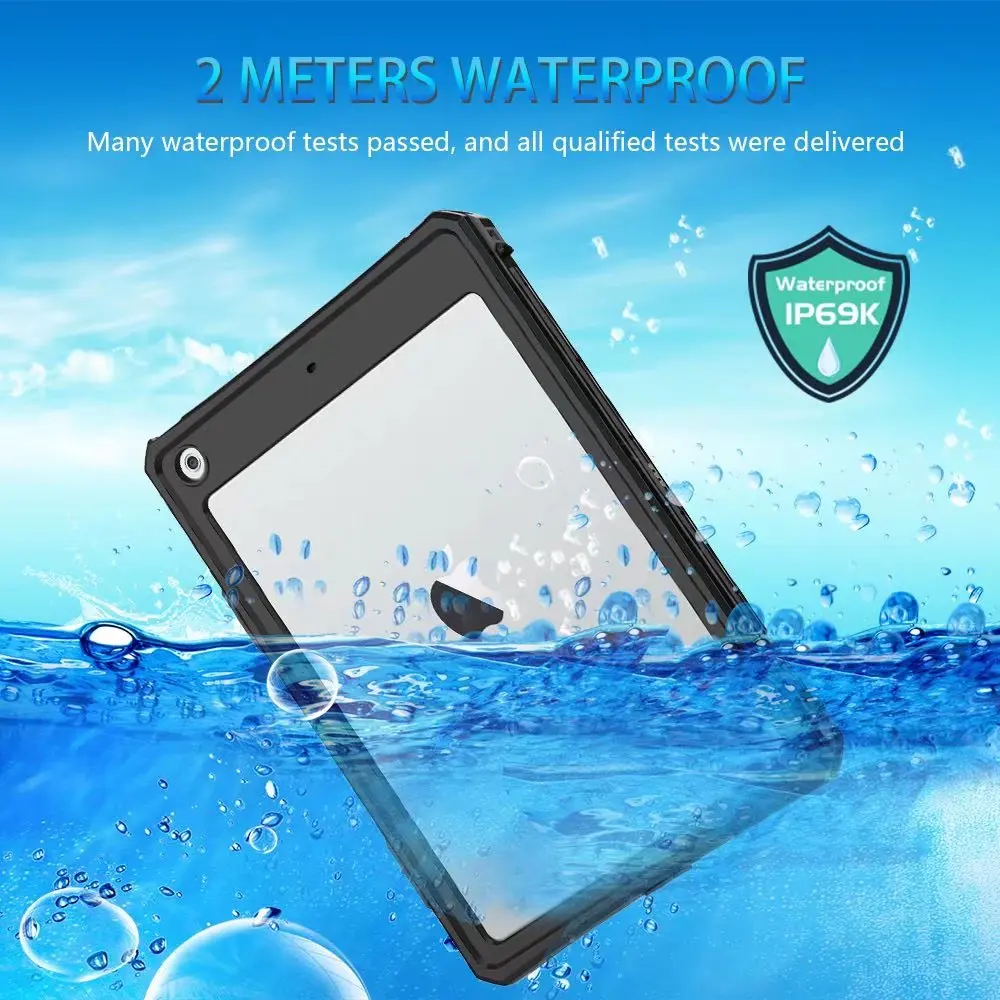 Case for iPad 10.2 9th 8th 7th Generation Waterproof Tablet Cover for iPad 9 8 7 Heavy Duty Shockproof Coque with Shoulder Strap