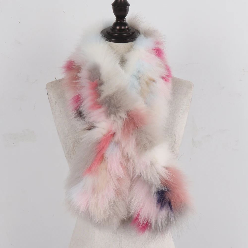 New Women Winter 100% Real Fox Fur Scarf Outdoor Keep Warm Thick Natural Fox Fur Scarves Lady Fashion Genuine Fox Fur Muffler