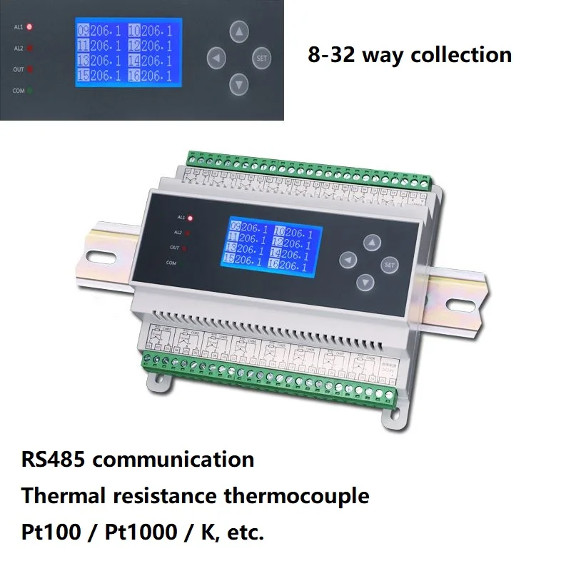 PT100 8-32 channel  multi-channel isolated K-type thermocouple thermal resistance temperature collector acquisition module RS485