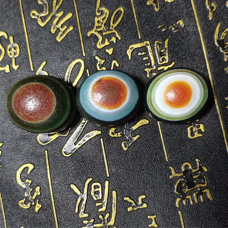 3pcs/lot Rare Pattern Natural Agate  Heaven Eyes Old Baojiang Dzi Beads Jewelry Amulet  Magic Power Collectible Treasure