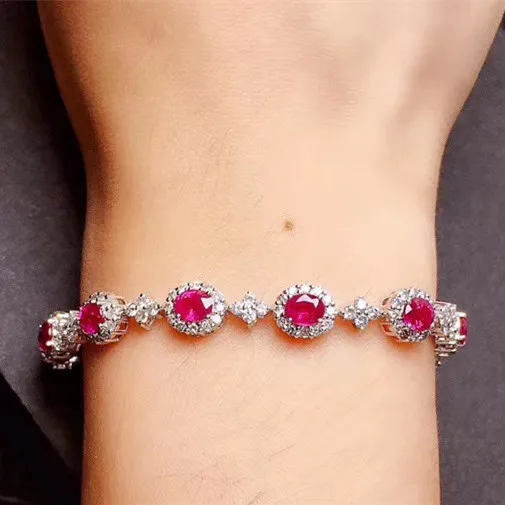 

KJJEAXCMY Fine Jewelry 925 Sterling Silver inlaid gemstone ruby women hand bracelet elegant support detection hot selling