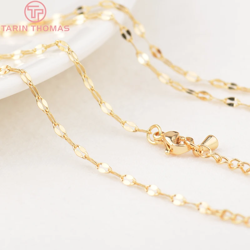 (3816) 2PCS Length 40CM 24K Gold Color Brass Finished Necklace Chain High Quality DIY Jewelry Making Findings Accessories