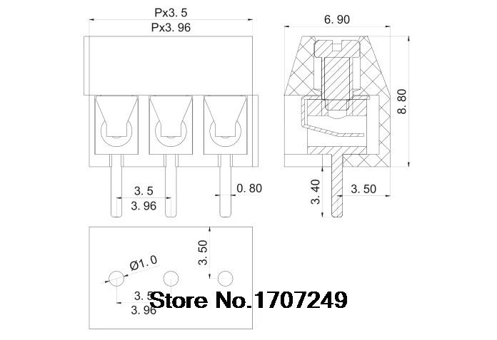 100Pcs KF350-3.5mm 2P/3P/4P/5/6Pins KF350-2P-3P-4P-5P-6P KF350 2-6Pin 3.5mm Straight Pin PCB Screw Terminal Block Connector ROHS