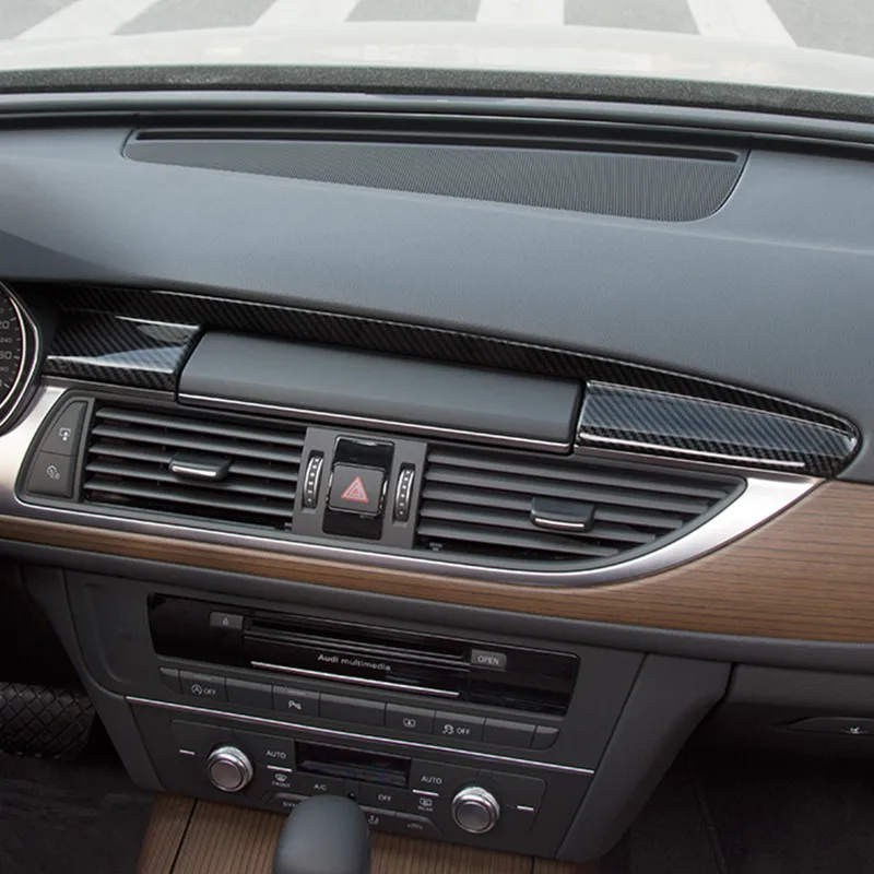 Center Console Dashboard Navigation Cover Trim Strips 2Pcs For Audi A6 C7 2012-2018 Stainless Steel Car Interior Accessories