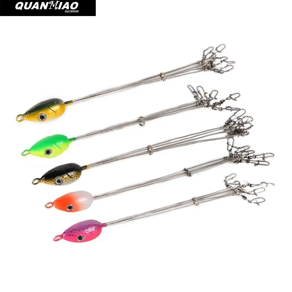 QuanMiao Umbrella Fishing Lure Rig5 Arms Alabama Rig Head Stainless Steel Bait Fish Group Lure Snap Swivel Fishing Tackle Tool