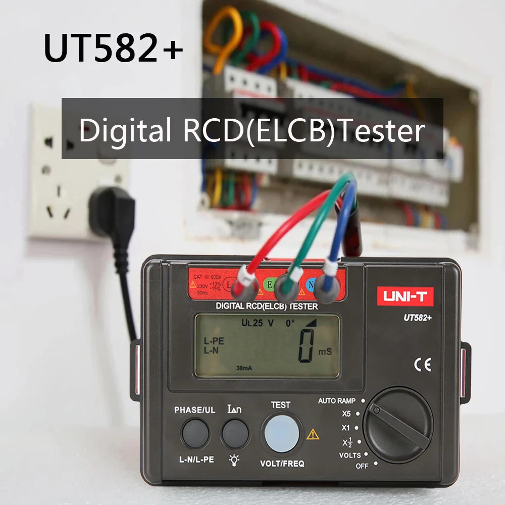 UNI-T UT582 + Digital RCD (ELCB) Tester Leakage Switch Tester Voltage Range Is 30V~600V Test Trip Time And Trip Current