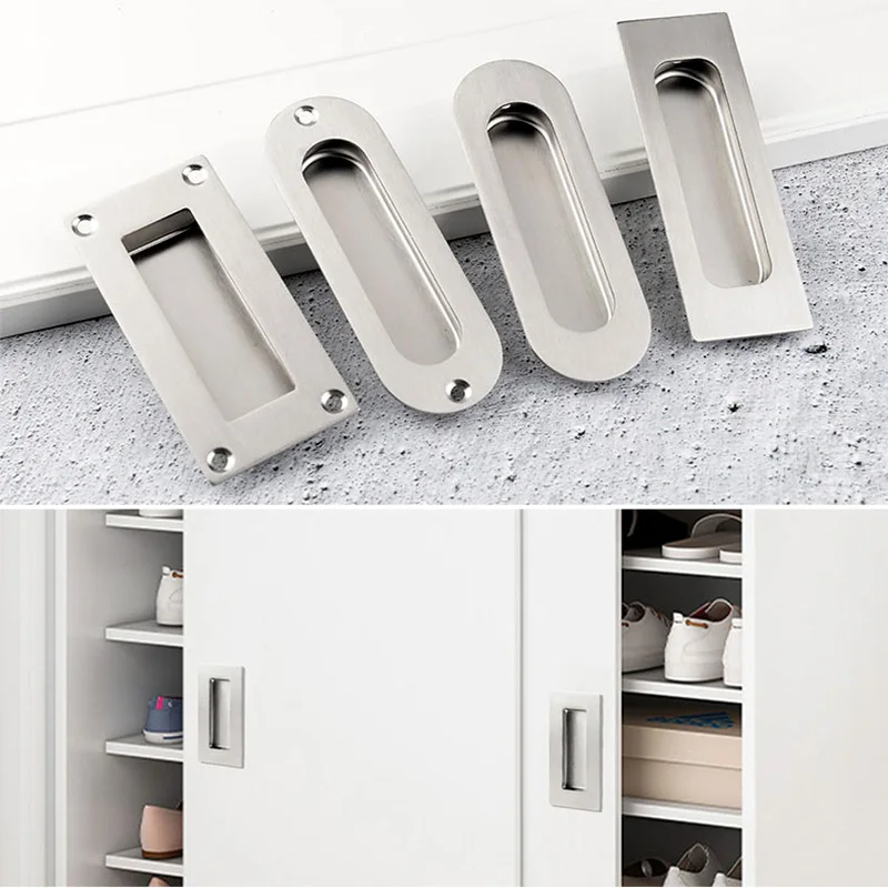 Tirador oculto empotrado de acero inoxidable, manijas ovaladas de muebles ocultos para cajón, armario, perilla de puerta corredera