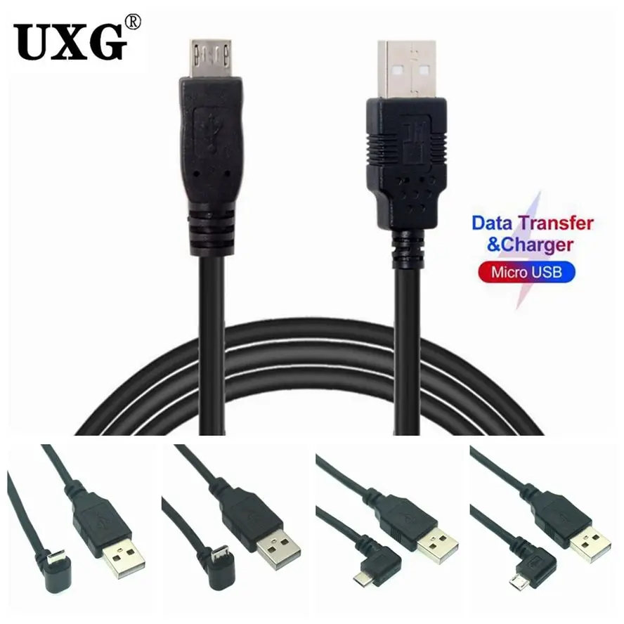 90 Degree Up Down Left Right Angled USB Micro USB Male To USB Male Data Fast Charging Connector Cable Cord 0.25m 0.5m 1m 3m 5m