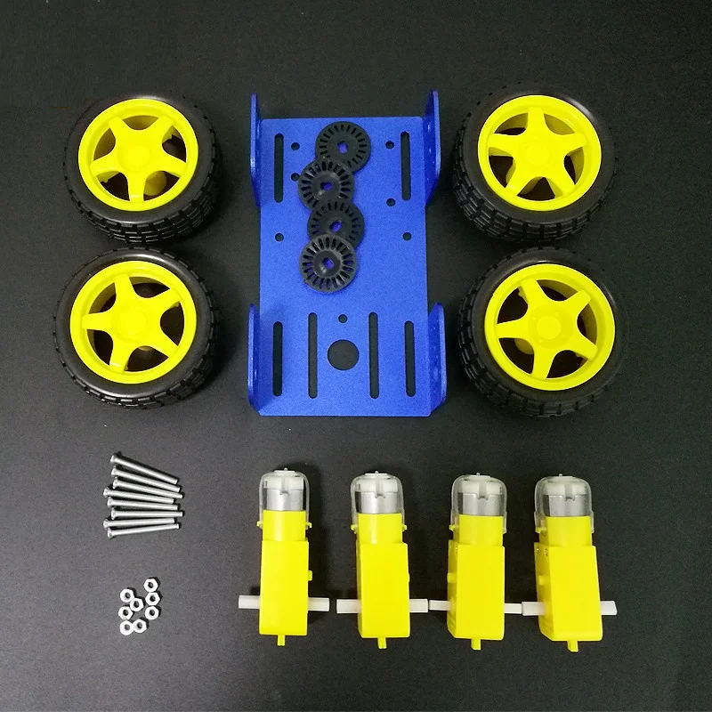 Nueva llegada 4WD chasis de coche Robot de Metal C101 con cuatro ruedas de Motor TT para Arduino Uno R3 DIY Maker Kit de enseñanza educativa