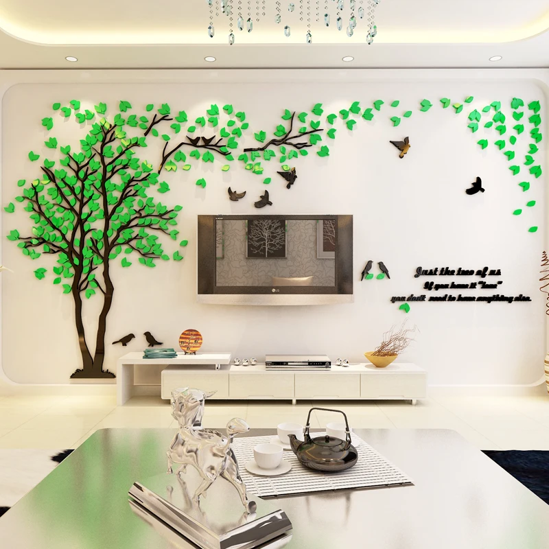 Modern Tree 3D Mirror Wall Stickers for Living Room Bedroom Solid Acrylic DIY Art Decals TV Background Wall Decorative Stickers