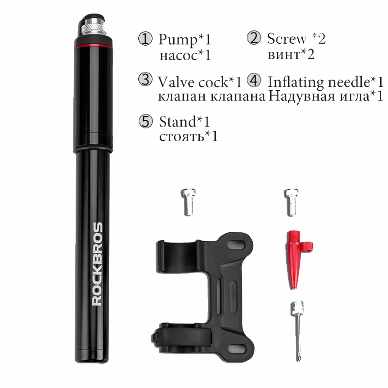 ROCKBROS Bicycle Pump Bike Mini 150 PSI Aluminum Alloy Portable With Pressure Gauge Inflator Cycling Tire Pump Presta Valve MTB