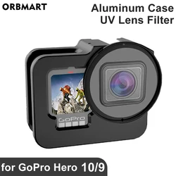 CNC Aluminum Case for GoPro Hero 12 11 10 9 Black Metal Cage Protective Case Frame with UV Lens Filter for Go Pro 9 Accessories