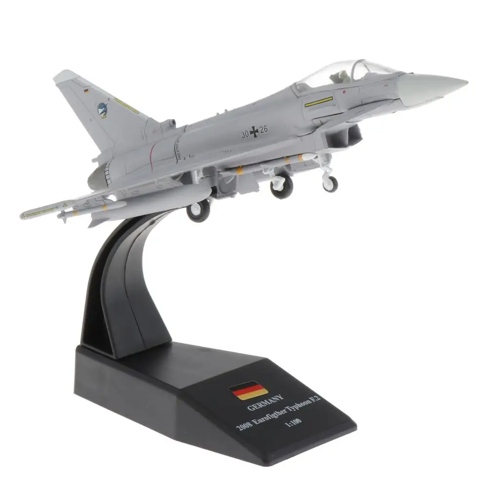 1:100 EF-2000 Eurofighter Typhoon Fighter Model & Display Stand Collection Gift EF 2000 Alloy Model Plane Mini Decorative Home