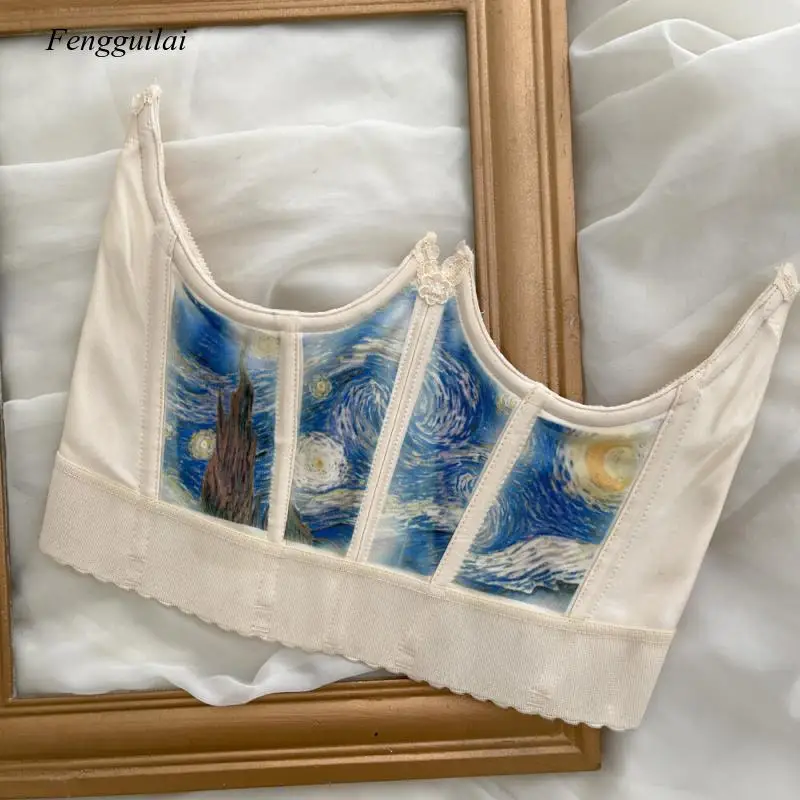 2021 New Oil Painting Printing Waistband Waist Pack Art Literary Retro Elastic Wear for Fashion Girl