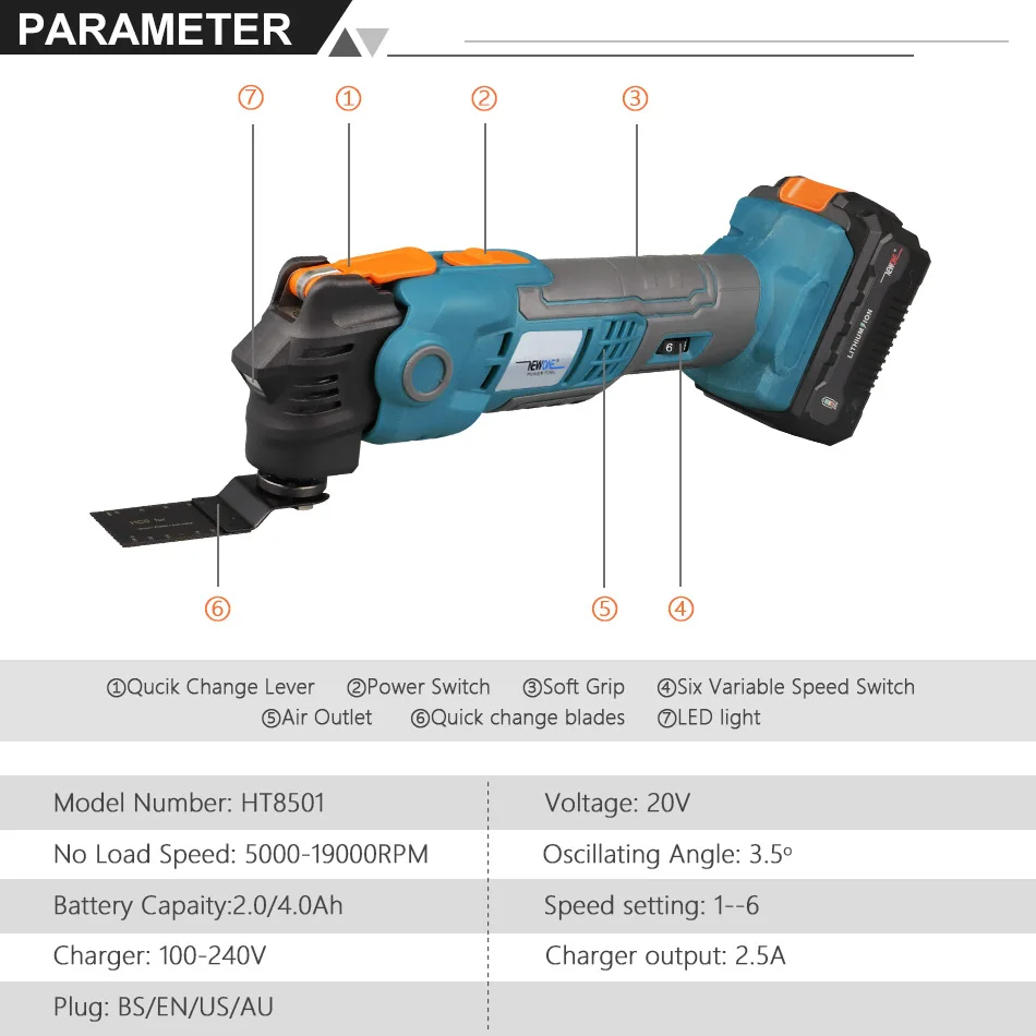 20V Brushless Angle Grinder/Dual Action Polisher/Electric drill/Lawn Mower/Air Inflator/Recip-Saw/Jig Saw Series Bare Power tool