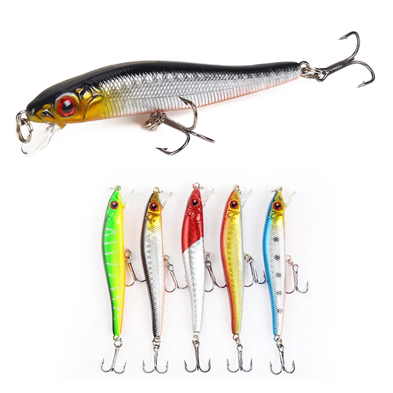 1Pcs Sinking Minnow Fishing Lure 80mm 5.2g freshwater Fishing Artificial Hard Bait bass pike lure Treble hook Wobbler Tackle