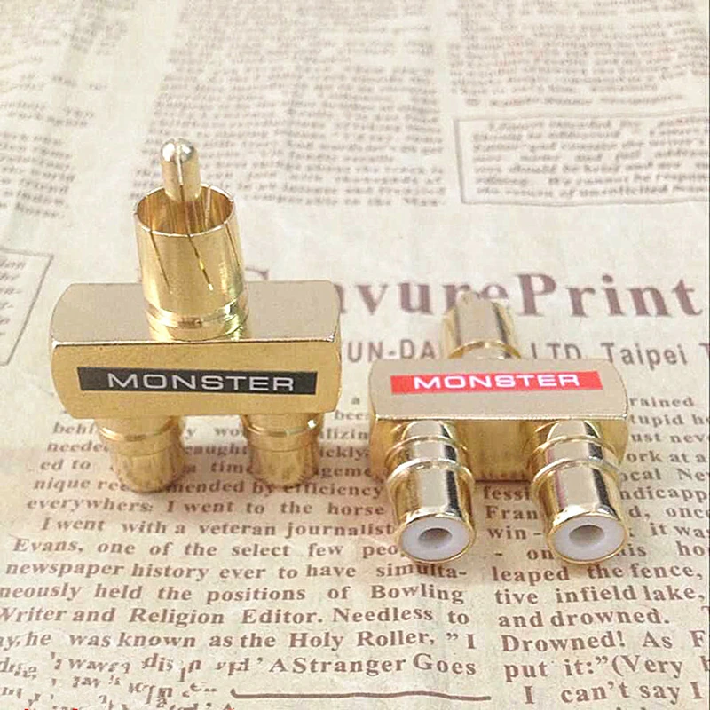 

8PCS/lot RCA Male to dual 2xRCA Female Right Angle L Type Y Splitter copper Gold Plated AV Audio Video Adapter Plug Converter