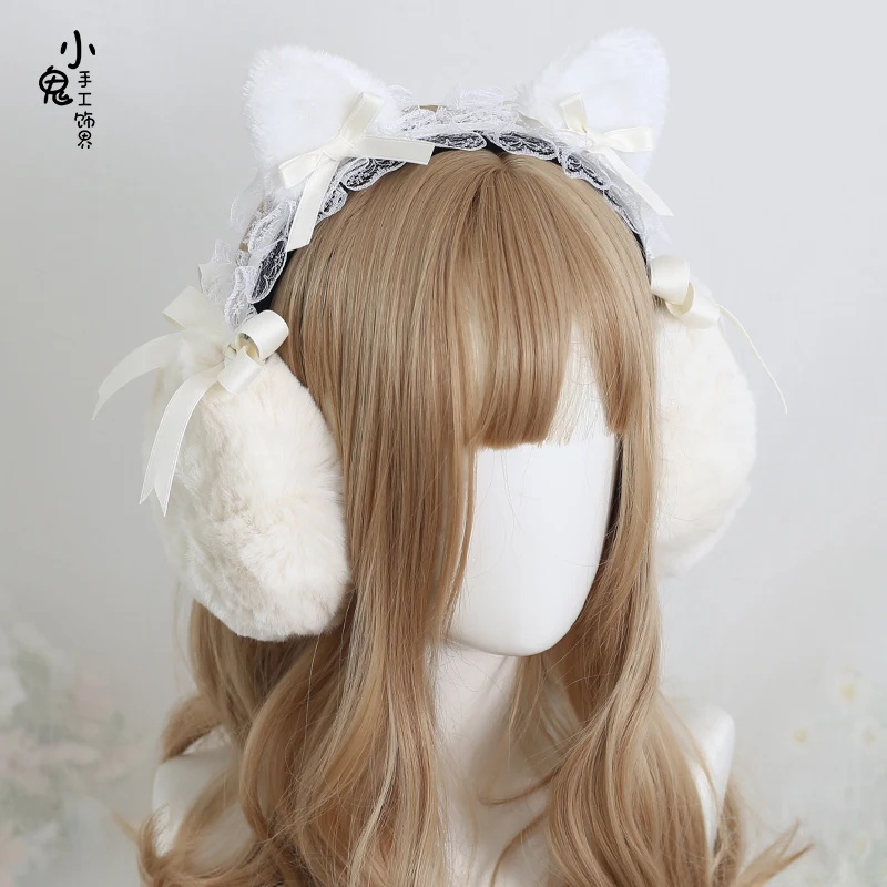 Macio de bonito urso orelha pacote feminino orelhas de gato inverno earmuffs protetores de orelha de pelúcia quente orelha quente