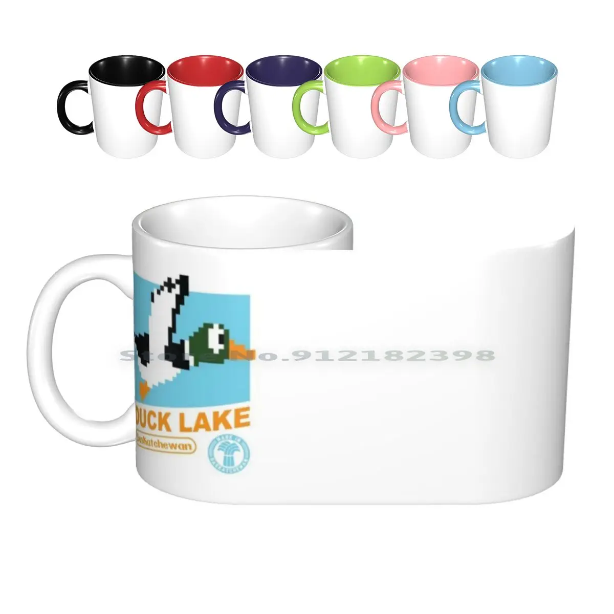 Duck Lake, Saskatchewan, tazas de cerámica, tazas de café, leche, té, caza de patos, N64, Saskatchewan, lago, pato, montaña, ciudad pequeña