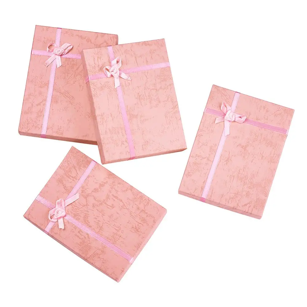 12Pcs Rectangle Packaging Jewelry Box Cardboard Present Gift Boxes Case with Flower and Sponge Inside For Necklace 160x120x30mm
