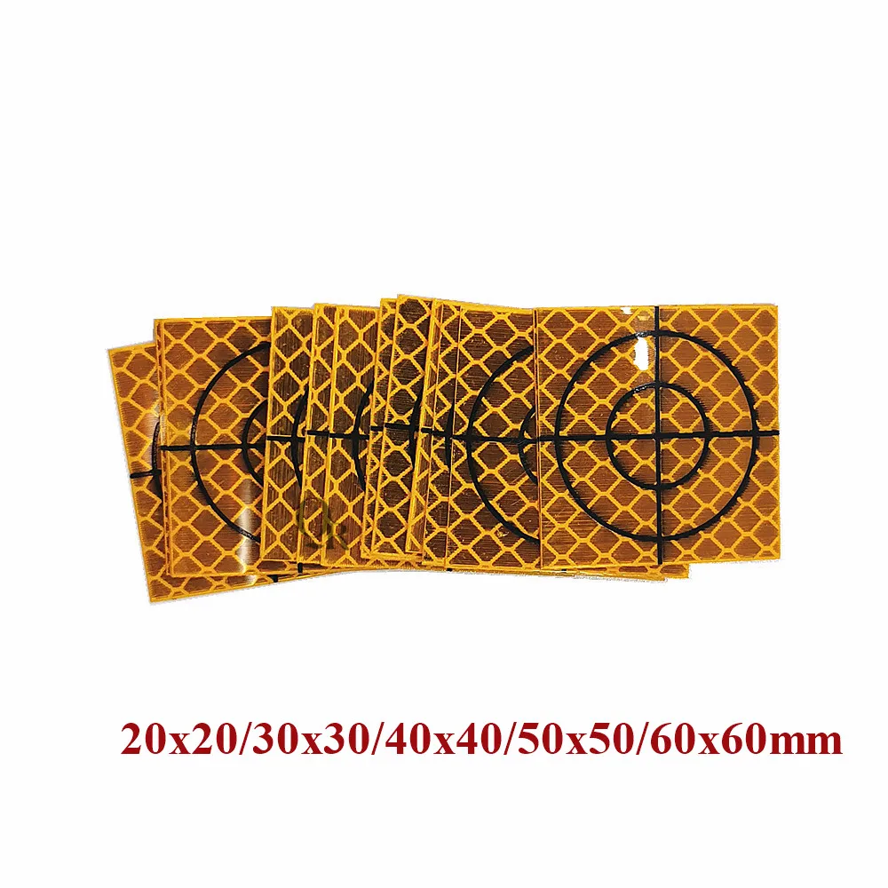 50pcs Super Power Yellow Reflector Sheet Reflective Tape Target 20X20/30X30/40X40/50X50/60X60MM Reflective Sticker