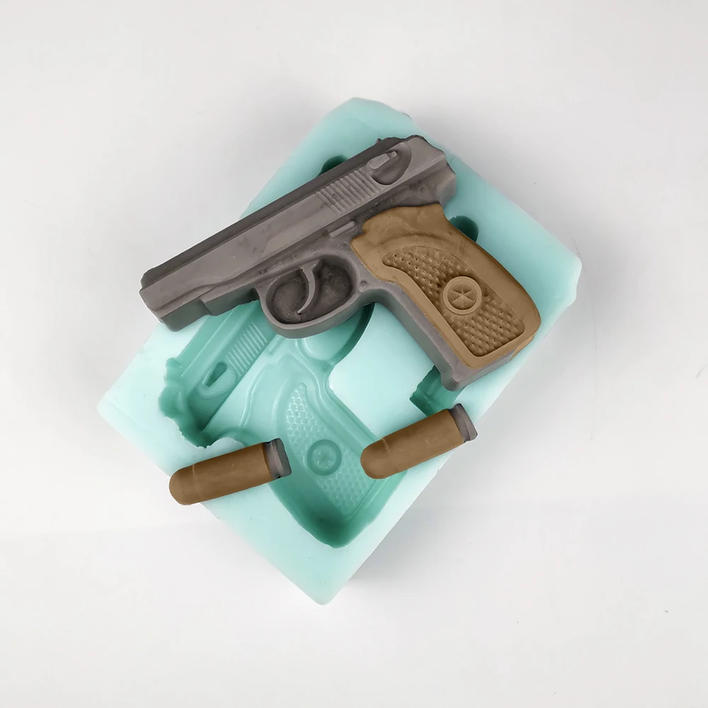 PRZY Pistol Bullet Soap Molds, Silicone Gun Molds, Handmade Fondant Soap Clay, Resin Candle Mould