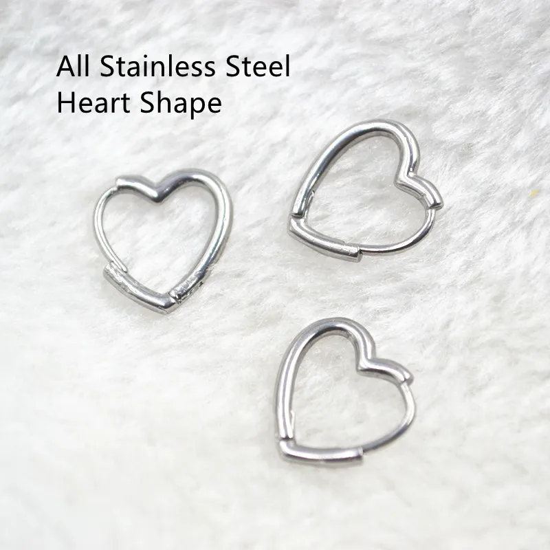 50pcs/lot  Silver Stainless Steel Punk Heart Shape Ear Piercing Ring Earring Cartilage Helix Rings Daith Body Piercing