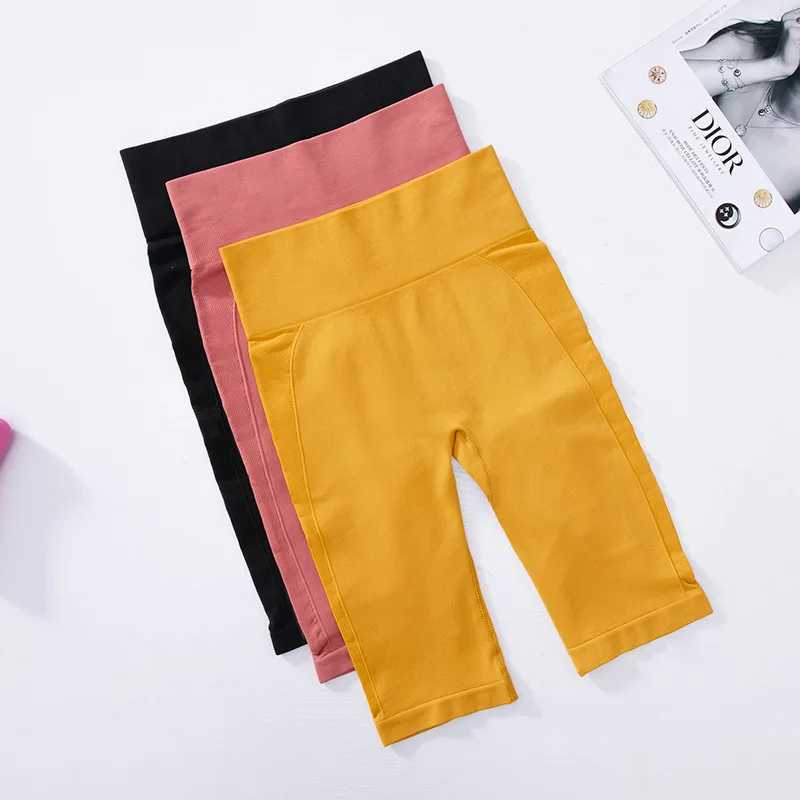 Summer Seamless Sport Leggings Women Crop Yoga Pant Knee Length Running Fitness Trouser Tummy Control Gym Leggings Tights Female