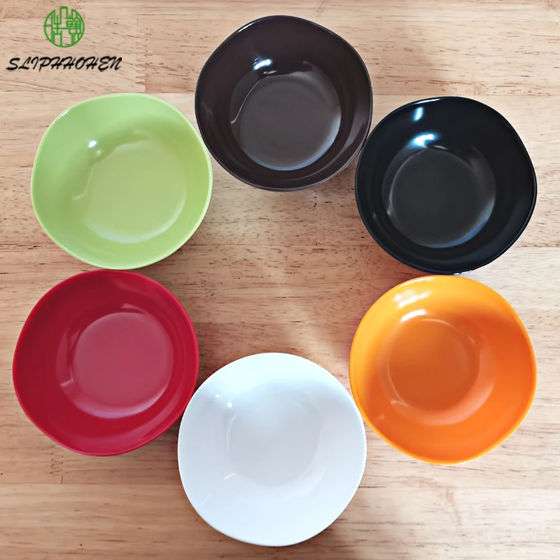 

Imitation Porcelain Dinnerware 3.4 Inch Round Seasoning Dish Snack Bowl A5 Melamine Restaurant Tableware