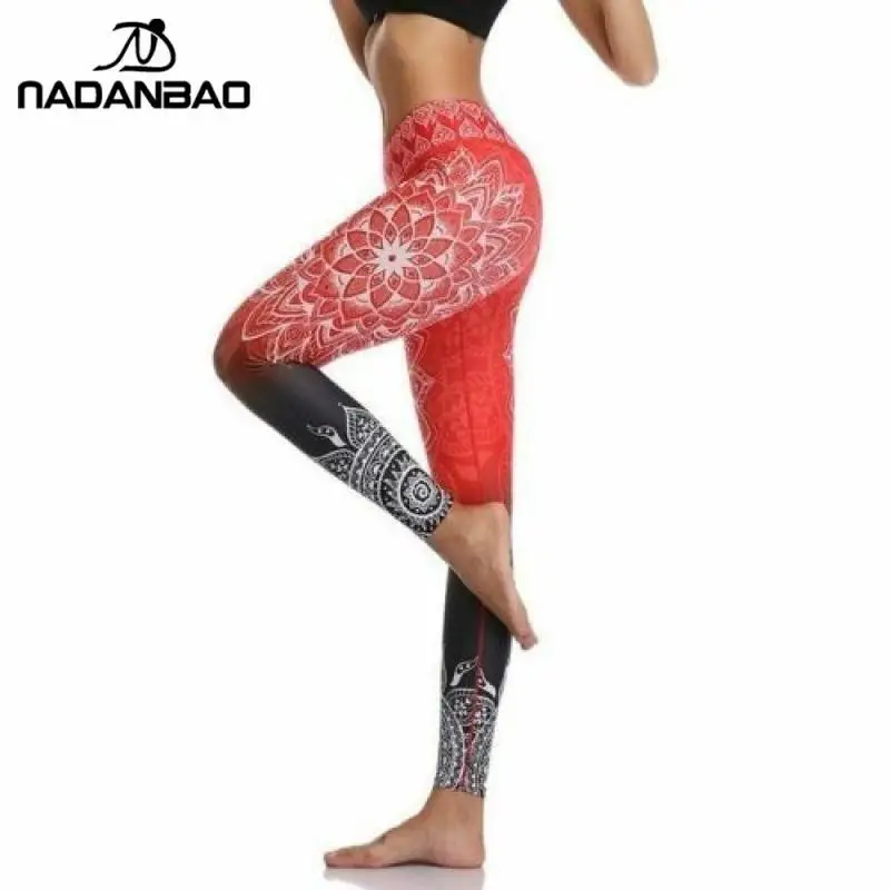 NADANBAO 2024 nowe legginsy Mandala z wysokim stanem Gradient spodnie do ćwiczeń Chakra Fitness Leggin dla kobiet elastyczne spodnie