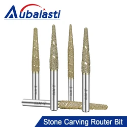 Aubalasti Melt Melting CNC Stone Carving Router Bit Stone Carving Tools Deep Relief Lettering Granite Diamond Engraving Tool