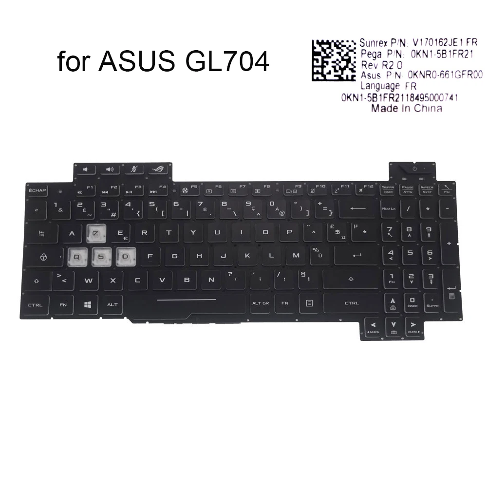 Italian RGB Backlit French AZERTY Keyboard For ASUS ROG Strix GL704G GL704GM-DH74 GL704GV Replacement Keyboards 0KN1-5B1FR21