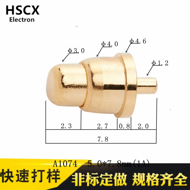 Spring Probe A1074 Positioning Mold Thimble Test Needle Flat Round Head Screw Thread Probe High Current Thread Pogo Pin