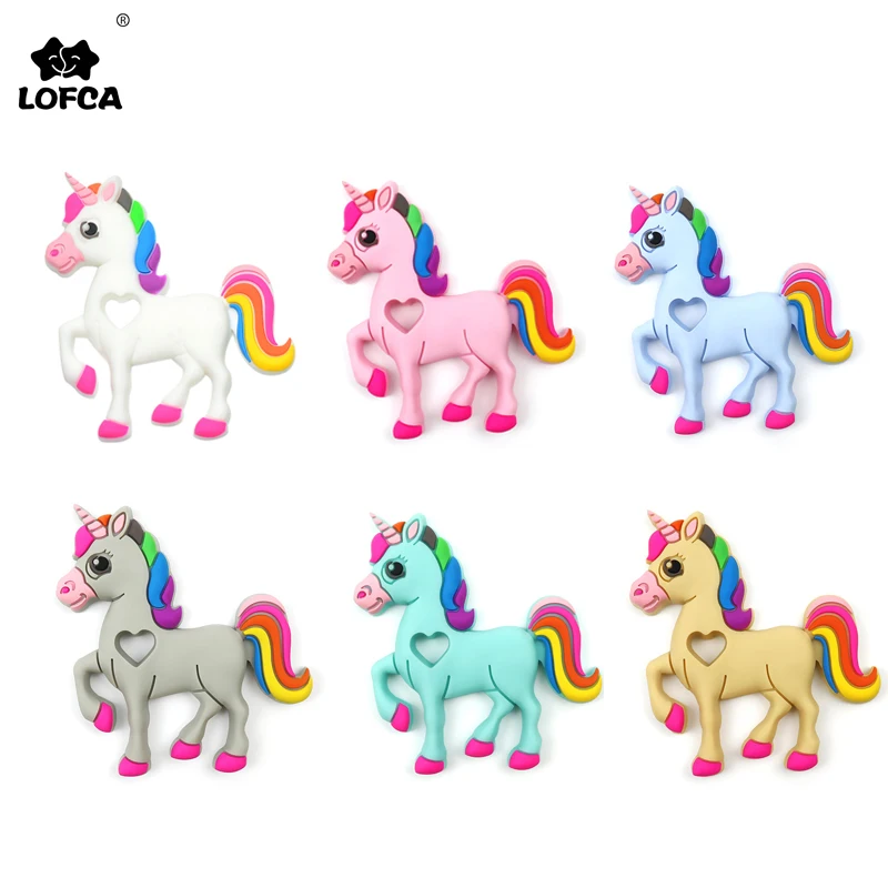 

LOFCA 1pc Baby Food Grade Silicone Teether BPA Free Unicorn Infant Baby Silicone Chew Pendant Cartoon Kids Teething Toy BPA Free