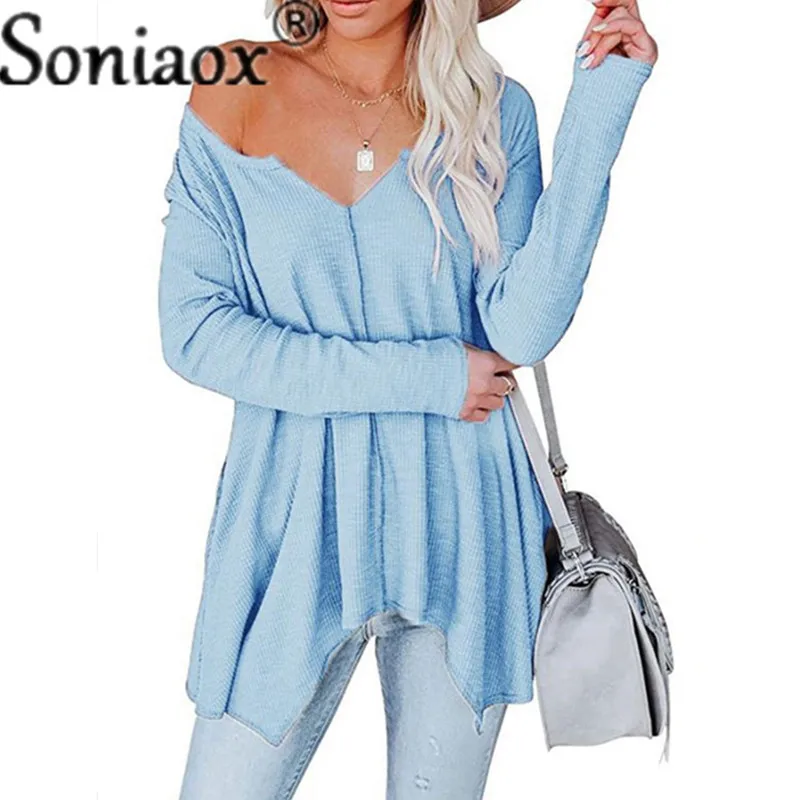 

Женский трикотажный свитер в рубчик, базовый однотонный Свободный пуловер с V-образным вырезом, повседневный джемпер, весна-осень 2022