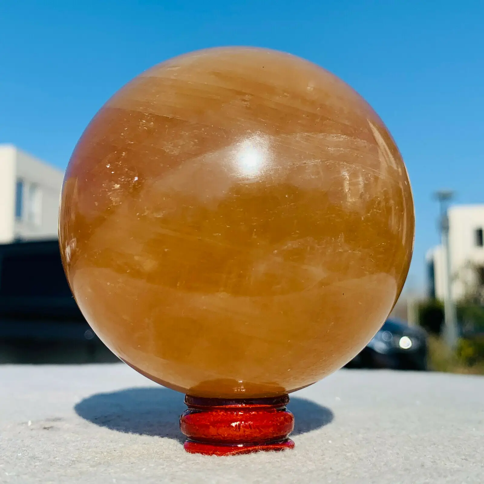 

746G Rare Natural Yellow calcite Quartz Sphere Crystal Ball Specimen Healing