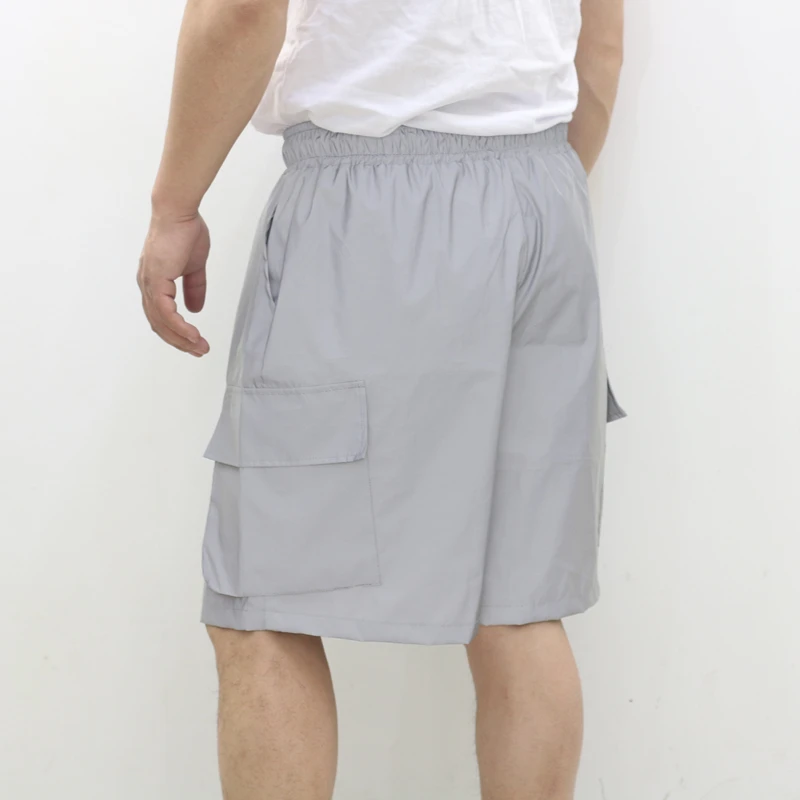 Summer 2025 reflective cargo shorts men multi pockets short pants hip hop casual sports shorts bermudas masculina