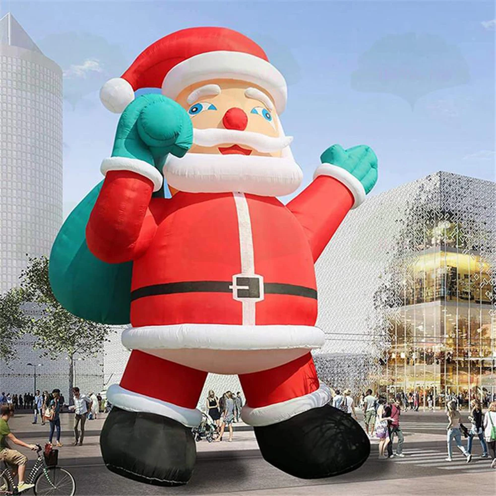 Personalized 6mH LED lighted Inflatable Christmas Santa Claus For Outdoor Event Decoration 20ft Giant Xmas Santa Model For Sale