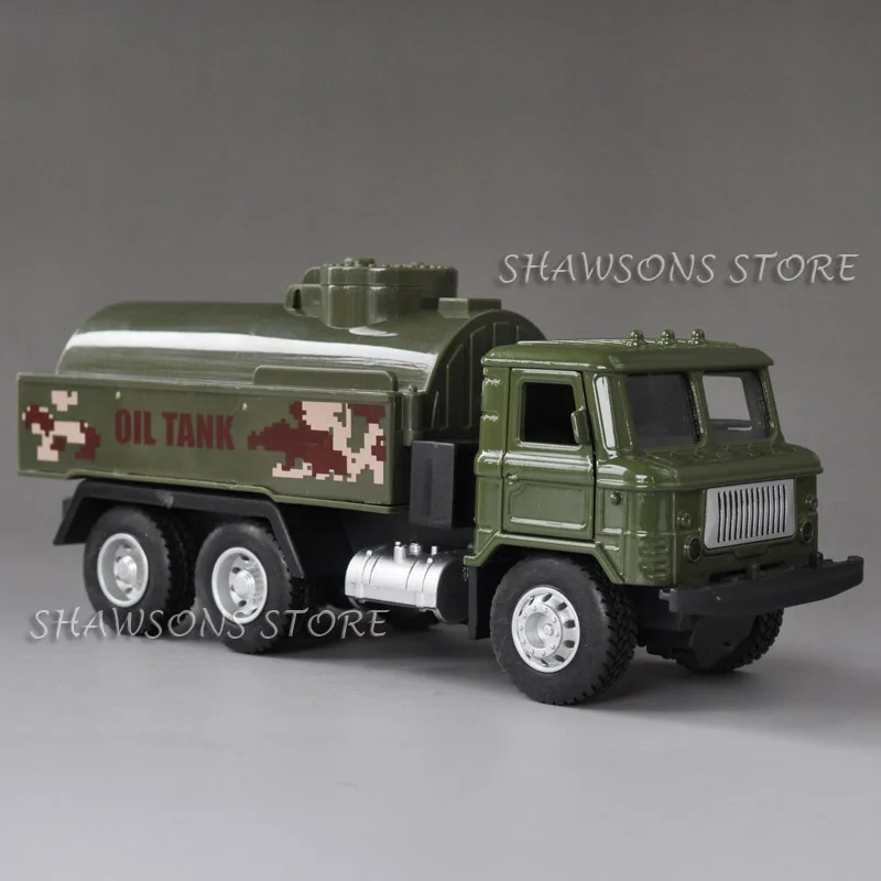 

1:43 Diecast Model Toy Soviet GAZ-66 Tanker Gasoline Truck Pull Back Miniature Replica With Sound & Light