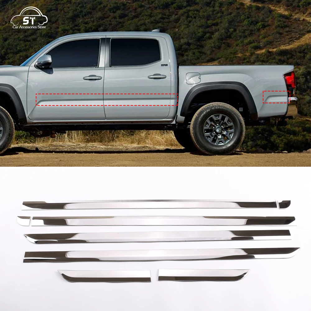 Stainless Steel,Car Window Pillar,Body Protection Trim,Rear Window Decorative Panel,for Toyota Tacoma 2016-2020 Exterior Parts