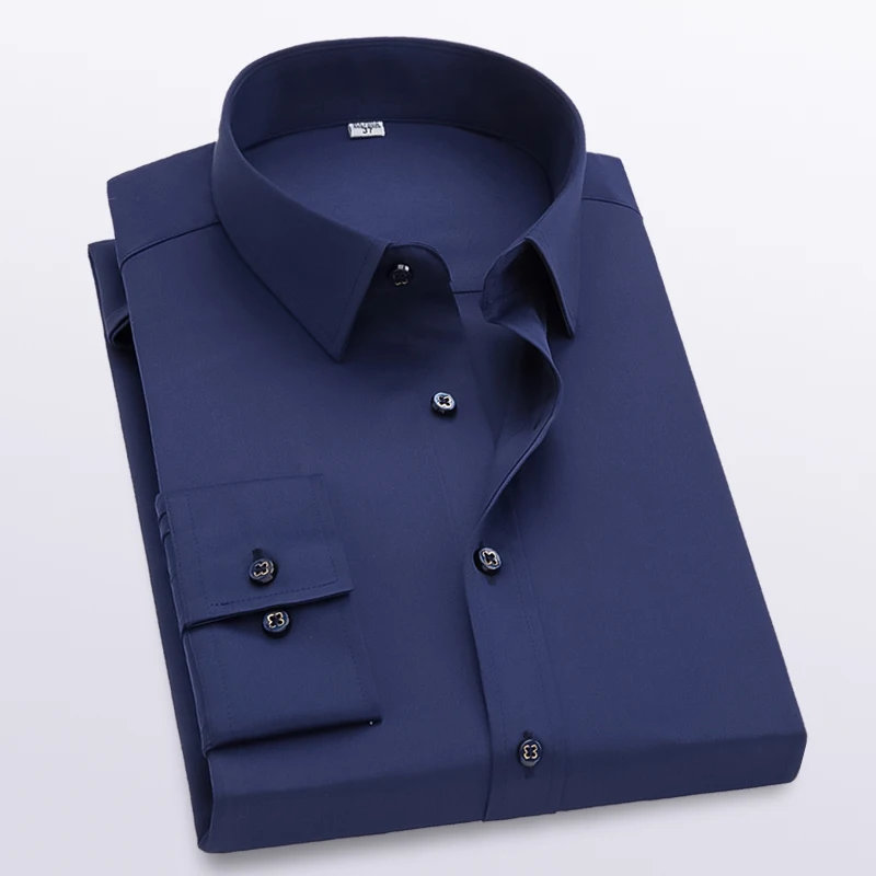 Chemise d\'affaires formelle à manches longues pour hommes, chemise de bureau, chemises de grande taille, mode