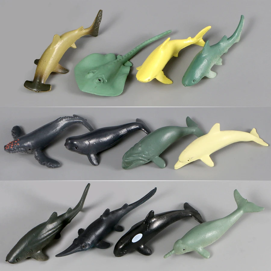 12 pcs Tropical Fish Shark Ocean Marine Animals Models Action Figures PVC Sea World Toy for Kid Educational Toys Gifts