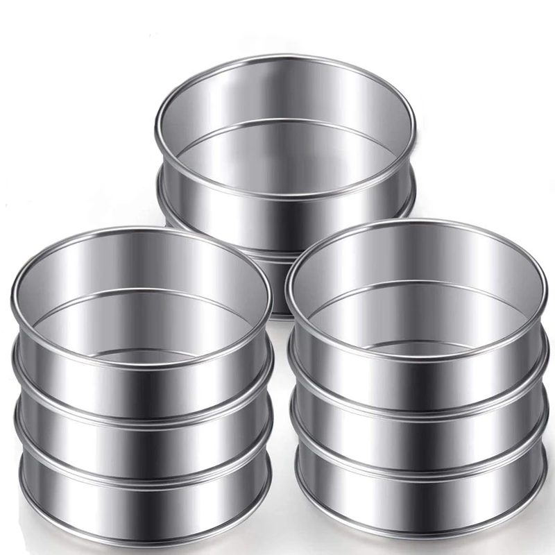 4 Inch Muffin Rings Crumpet Rings, Set of 10 Stainless Steel Muffin Rings Molds Double Rolled Tart Rings Round Tart Ring
