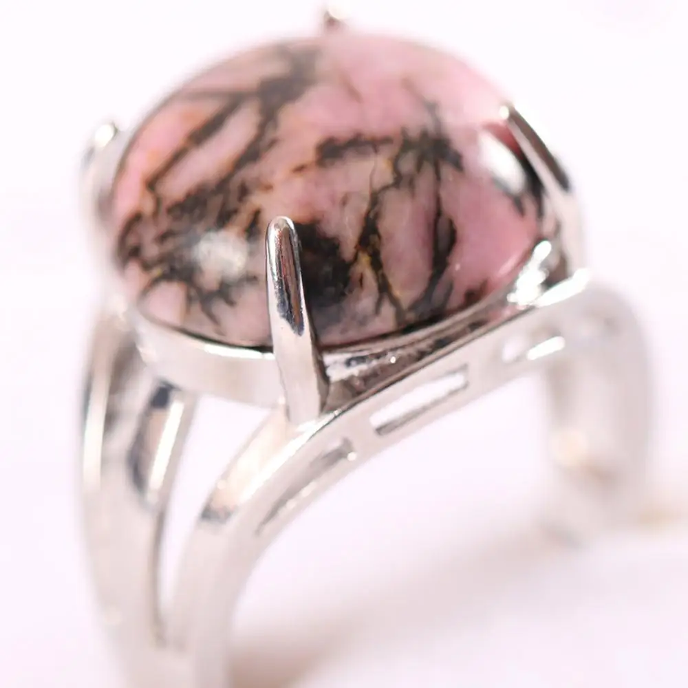 1 sztuk czerwony karneol pierścień dla kobiet regulowany kamień naturalny okrągły CAB Cabochon zielony awenturyn koraliki różowy Rhodonite Ring Finger — zdjęcie 4