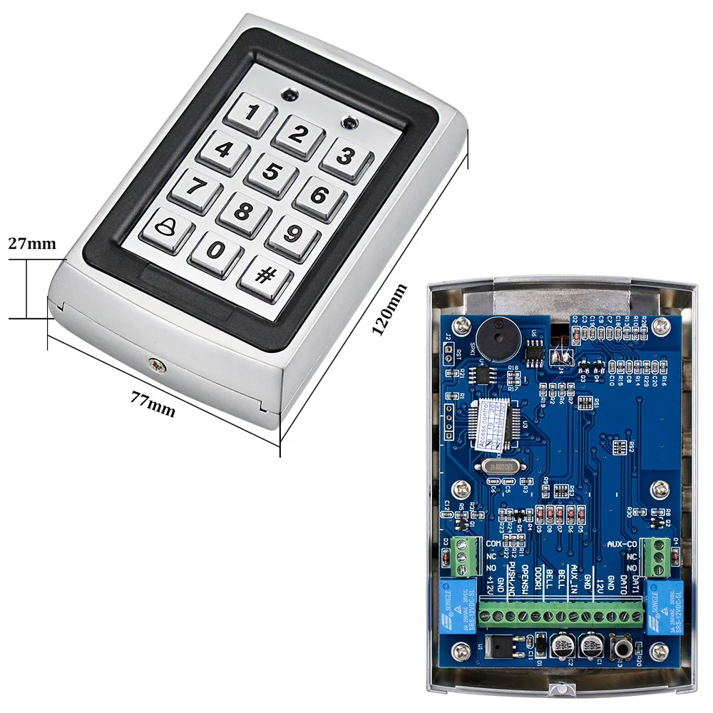 OBO-Lector de Control de acceso de teclado Rfid de Metal, placa controladora de acceso, compatible con 1000 usuarios, 125KHz, bloqueo de contraseña