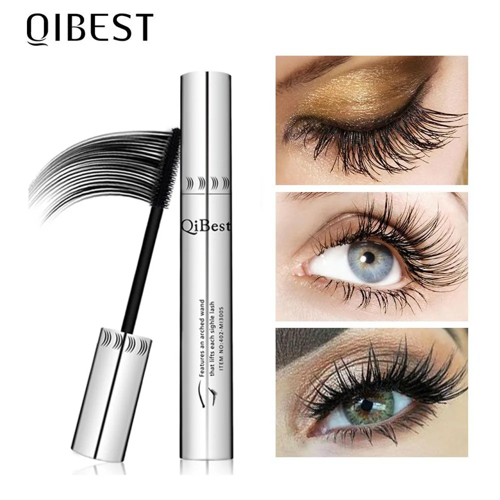 QIBEST Eyelash Makeup Black Mascara 4D Curling Thick Mascara Eye lashes Mascara Waterproof Mascara Lengthening Eyes Cosmetics